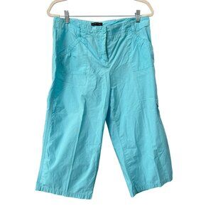 Y2K New York and Company Cargo Capri Pants Women Size 10 Cropped Blue Cotton Poc